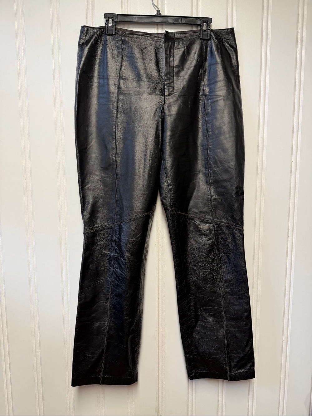 VTG Nine West 100% Genuine Leather Pants Size 12 - Dark Espresso Brown Trousers